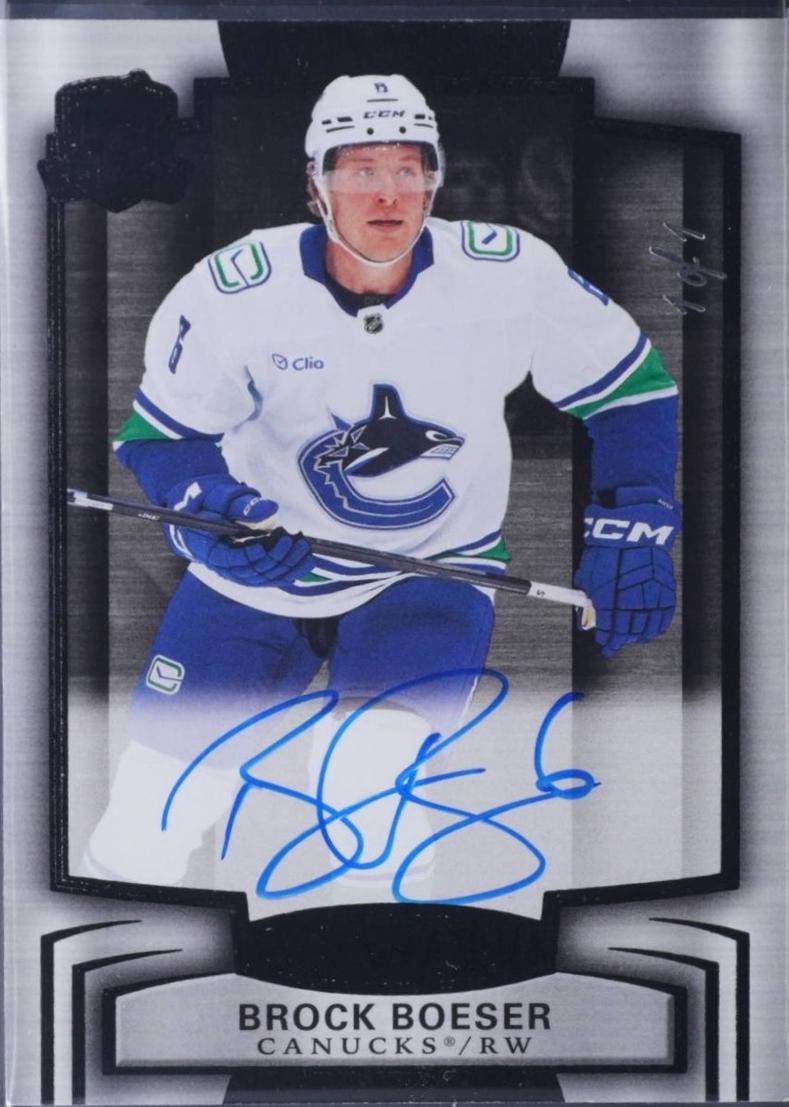 Brock Boeser [Black Shield Gold Foil Autograph Patch] #61