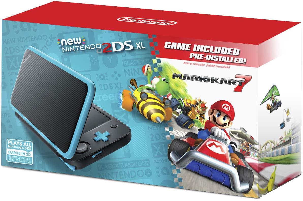 New Nintendo 2DS XL Black + Turquoise [Mario Kart 7 Pre-Installed]