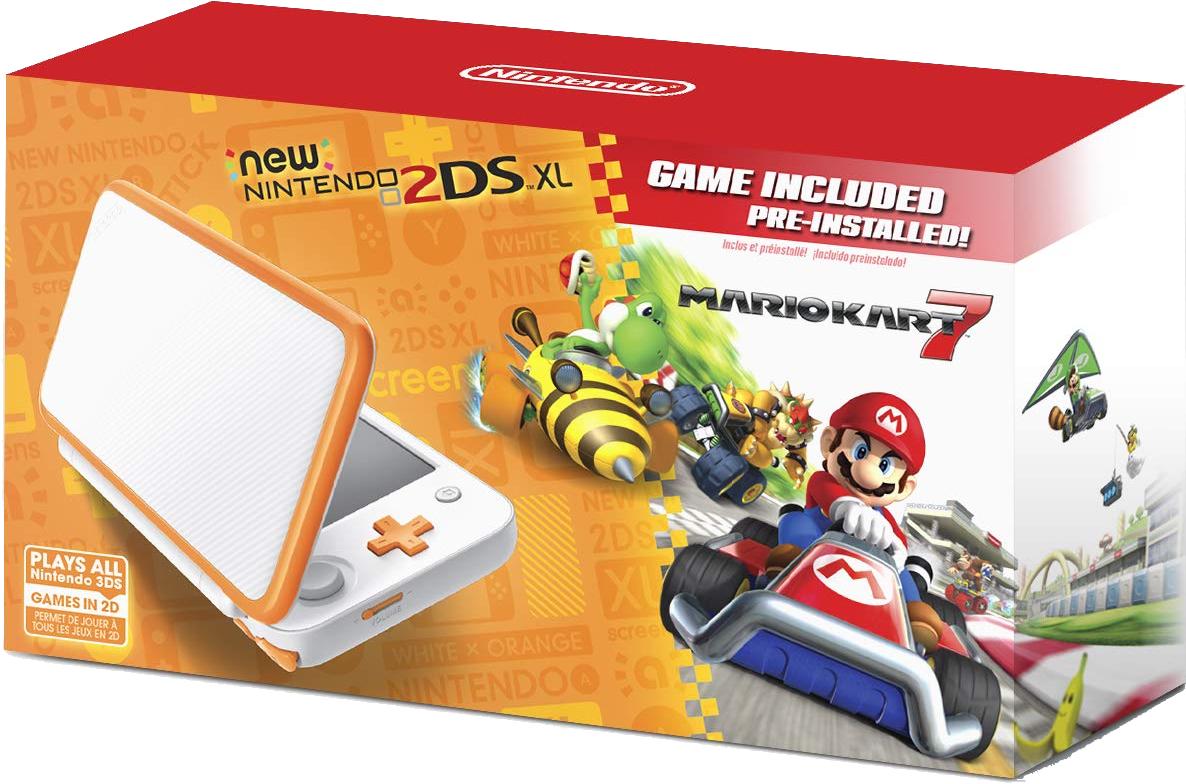 New Nintendo 2DS XL White + Orange [Mario Kart 7 Pre-installed]