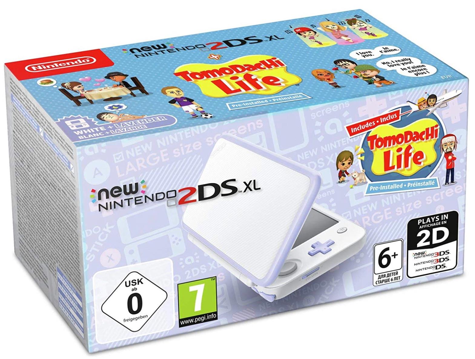 New Nintendo 2DS XL White + Lavender [Tomodachi Life Pre-installed]