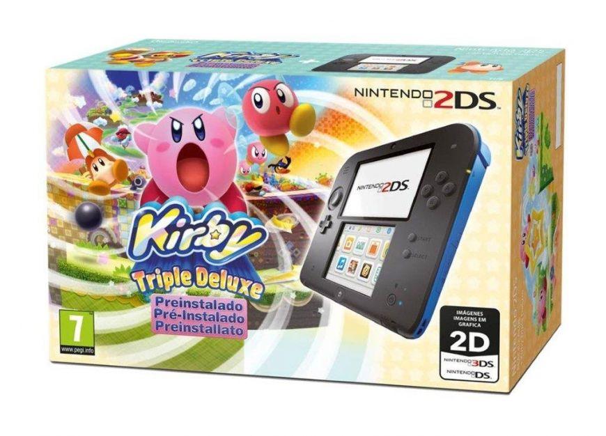 Nintendo 2DS Black + Blue Console [Kirby Triple Deluxe Pre-Installed]