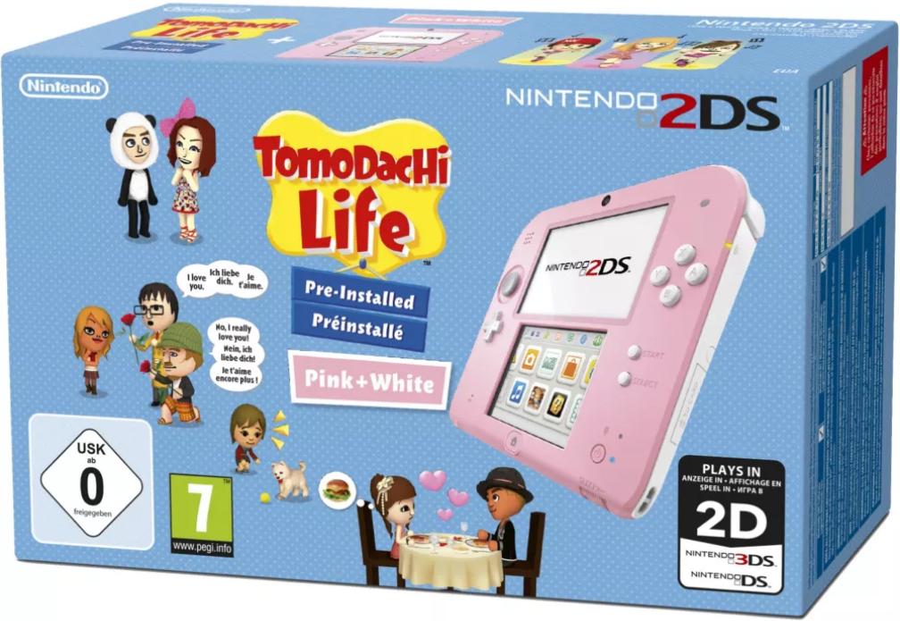 Nintendo 2DS Pink + White [Tomodachi Life Pre-installed]
