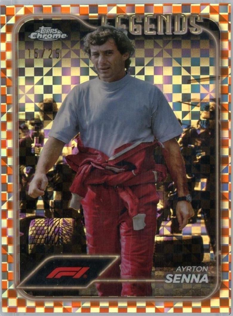 Ayrton Senna [Checker Flag Orange Refractor] #198