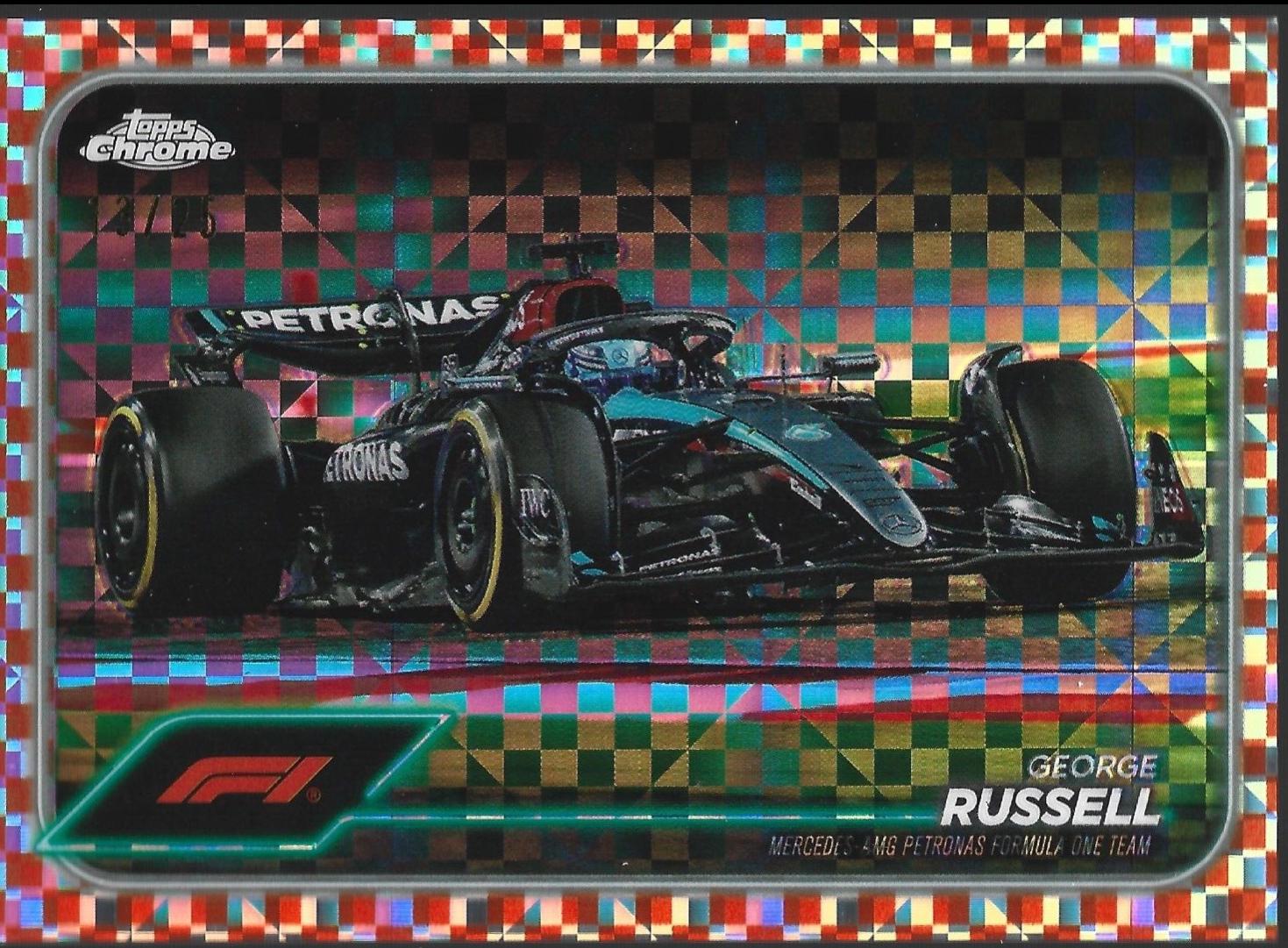 George Russell [Checker Flag Orange Refractor] #77