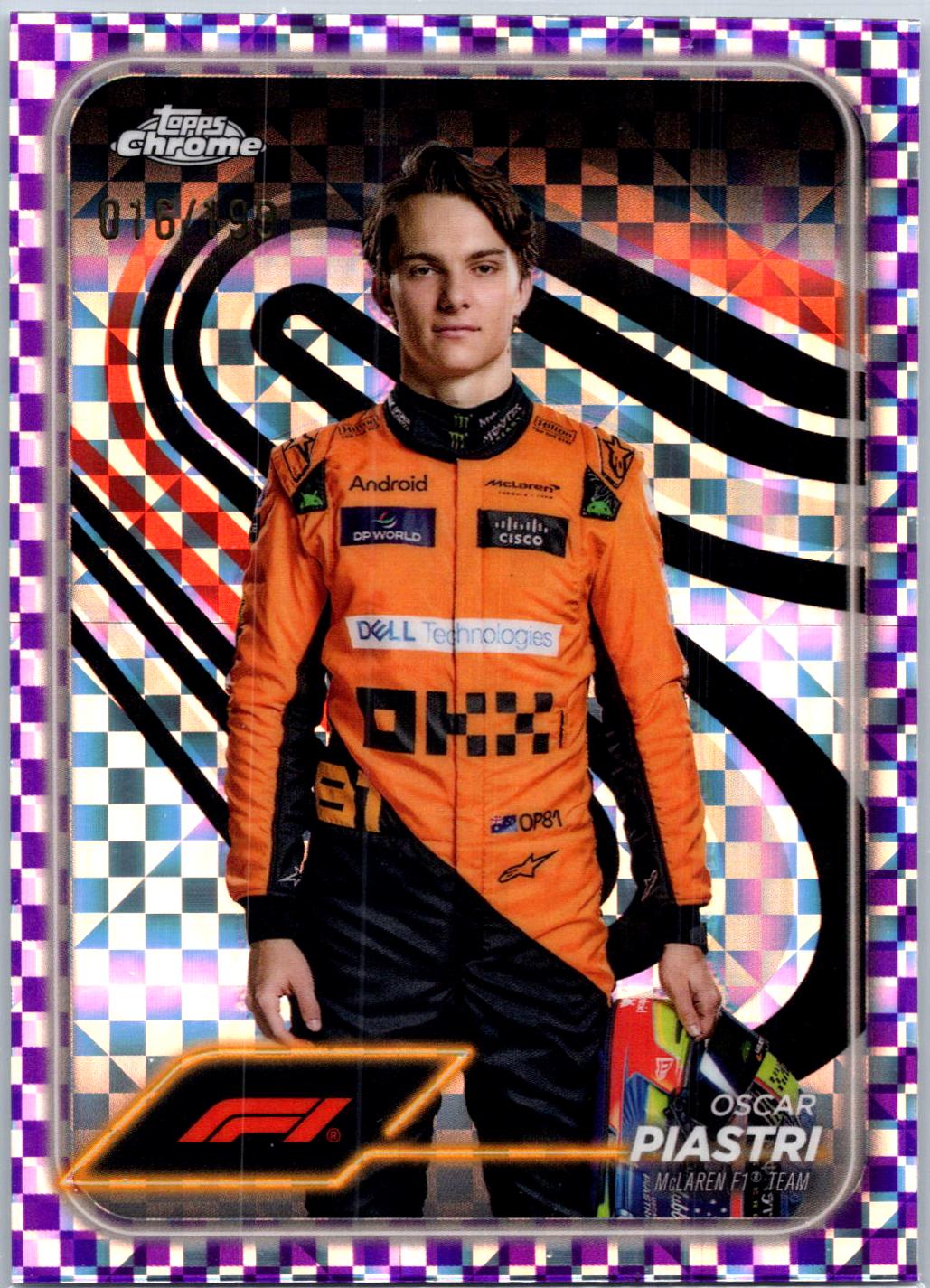 Oscar Piastri [Checker Flag Purple Refractor] #8