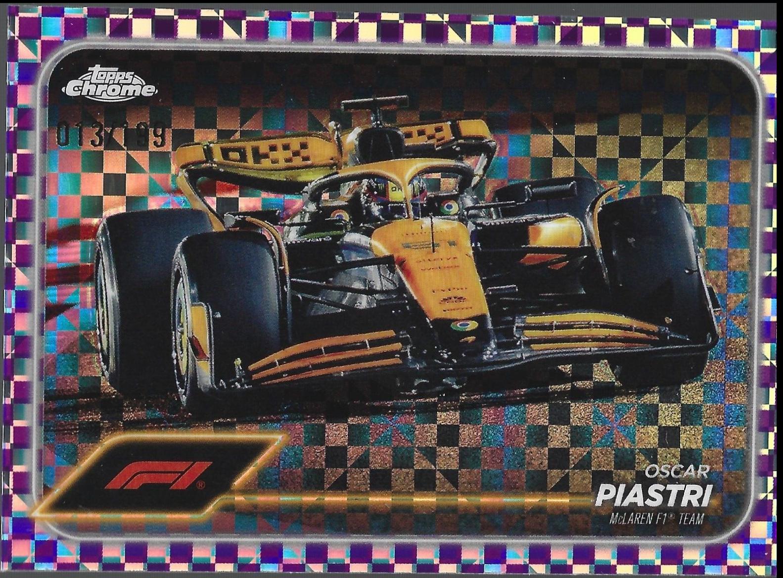Oscar Piastri [Checker Flag Purple Refractor] #80