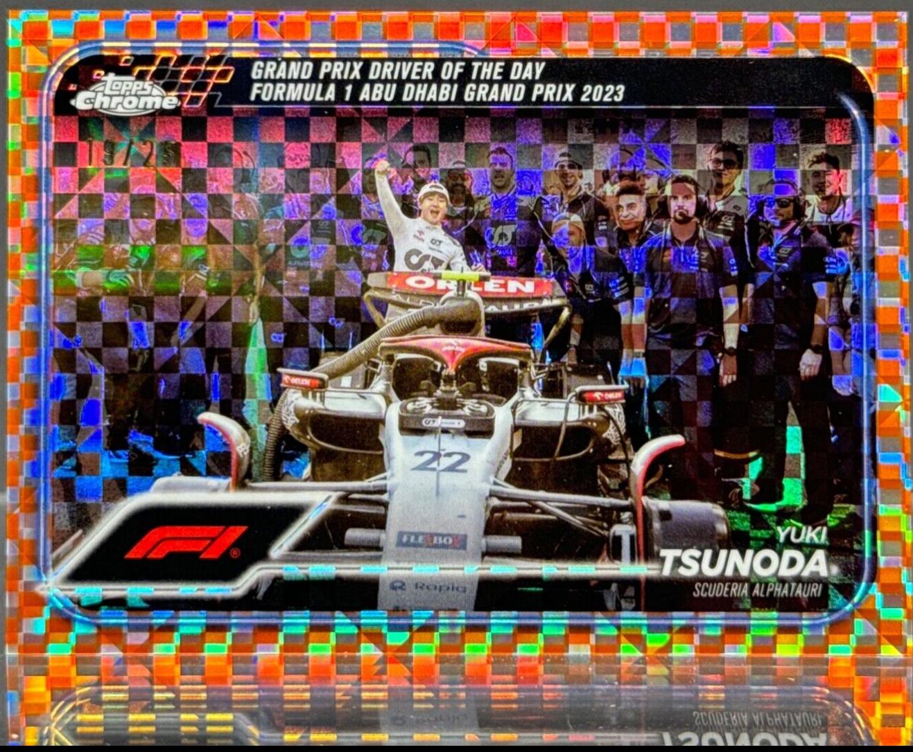 Yuki Tsunoda [Checker Flag Orange Refractor] #180