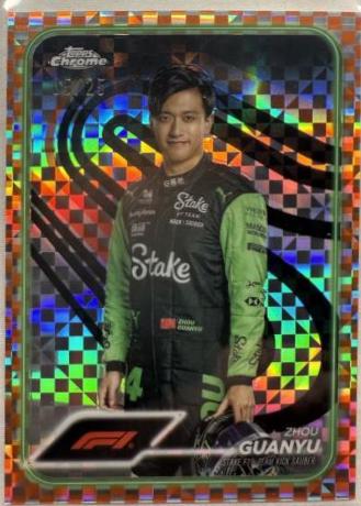Zhou Guanyu [Checker Flag Orange Refractor] #14