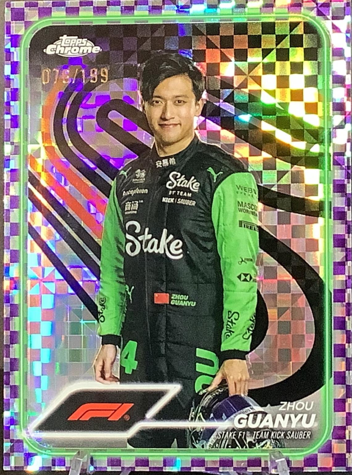 Zhou Guanyu [Checker Flag Purple Refractor] #14