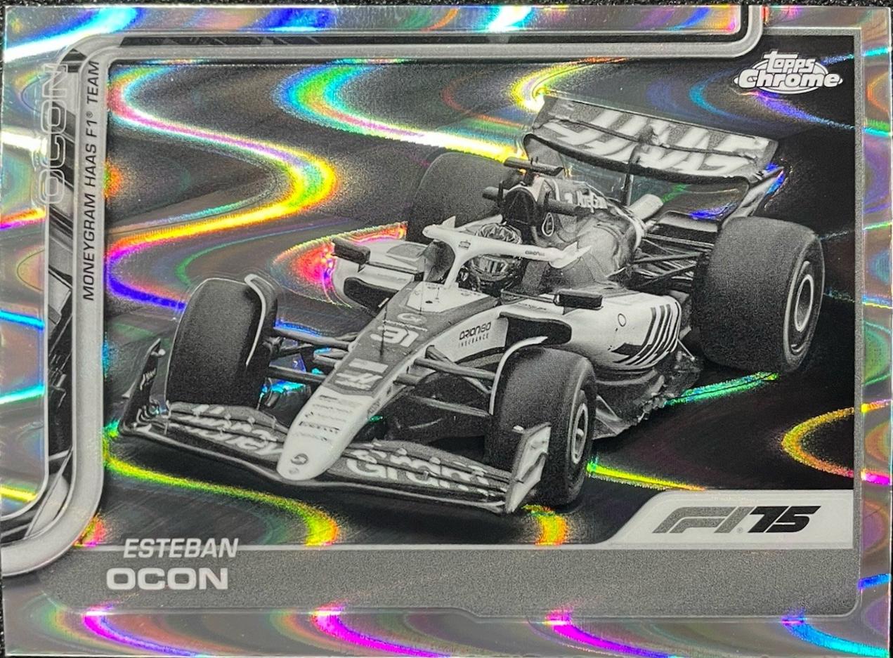 Esteban Ocon [Black White RayWave Refractor] #85