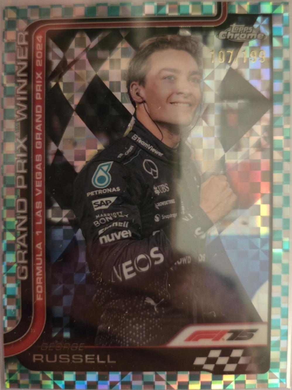 George Russell [Aqua Checker Flag Refractor] #114