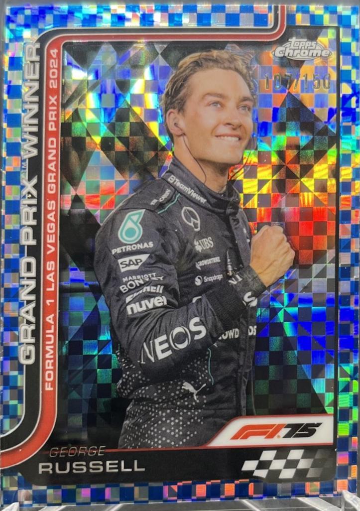 George Russell [Blue Checker Flag Refractor] #114