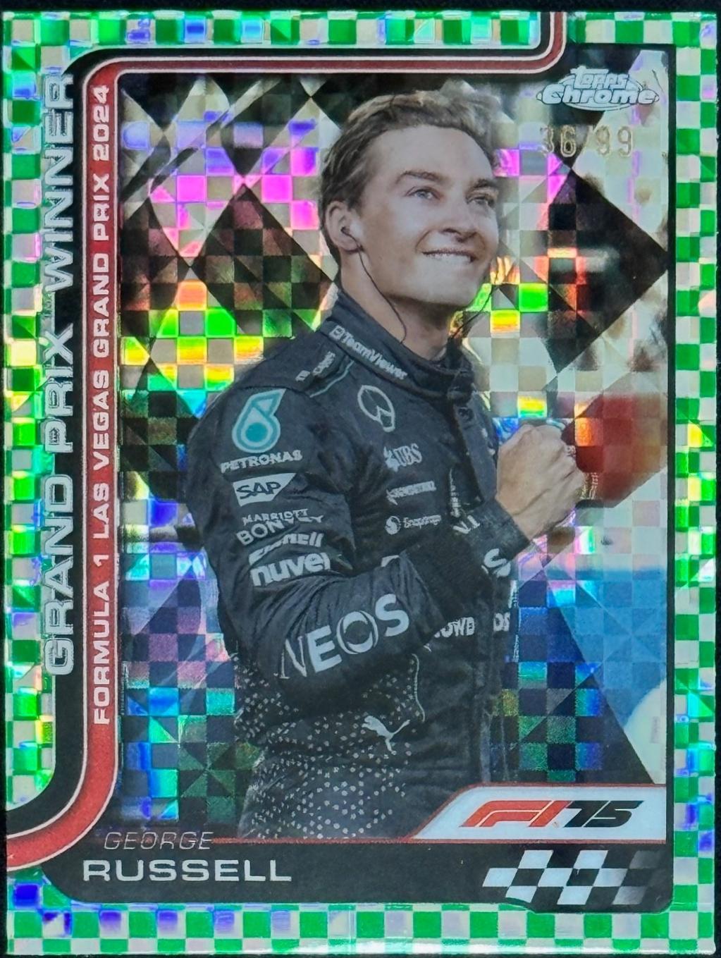 George Russell [Green Checker Flag Refractor] #114