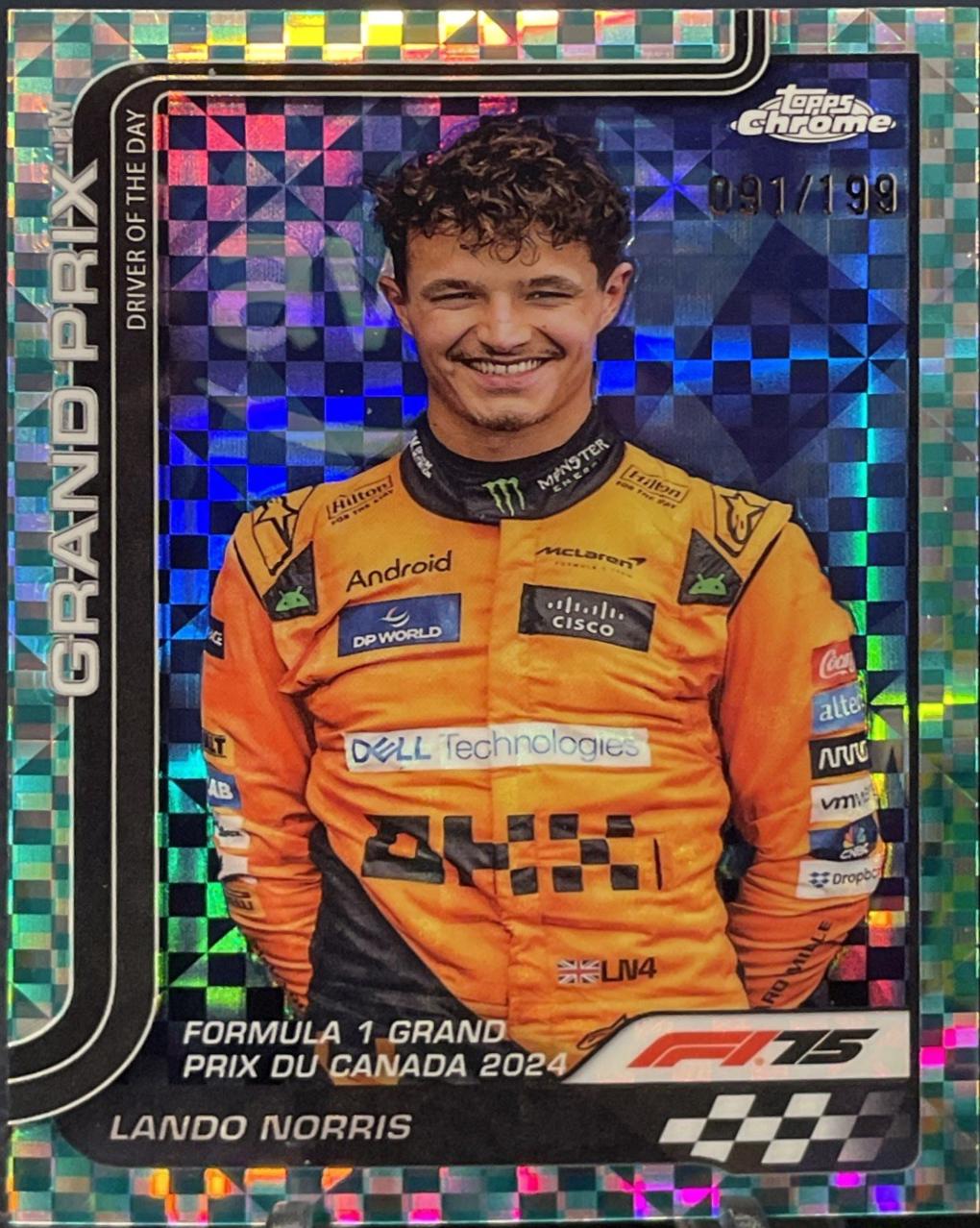Lando Norris [Aqua Checker Flag Refractor] #130