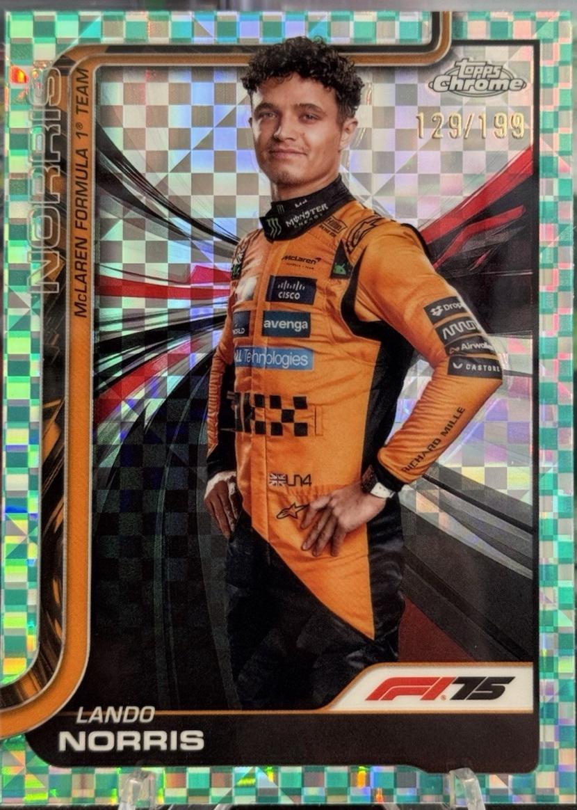 Lando Norris [Aqua Checker Flag Refractor] #136