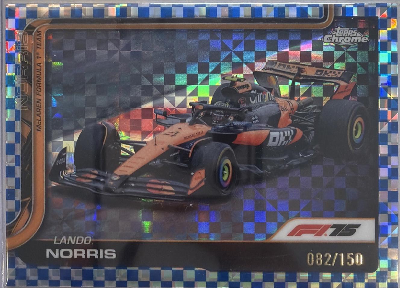 Lando Norris [Blue Checker Flag Refractor] #77