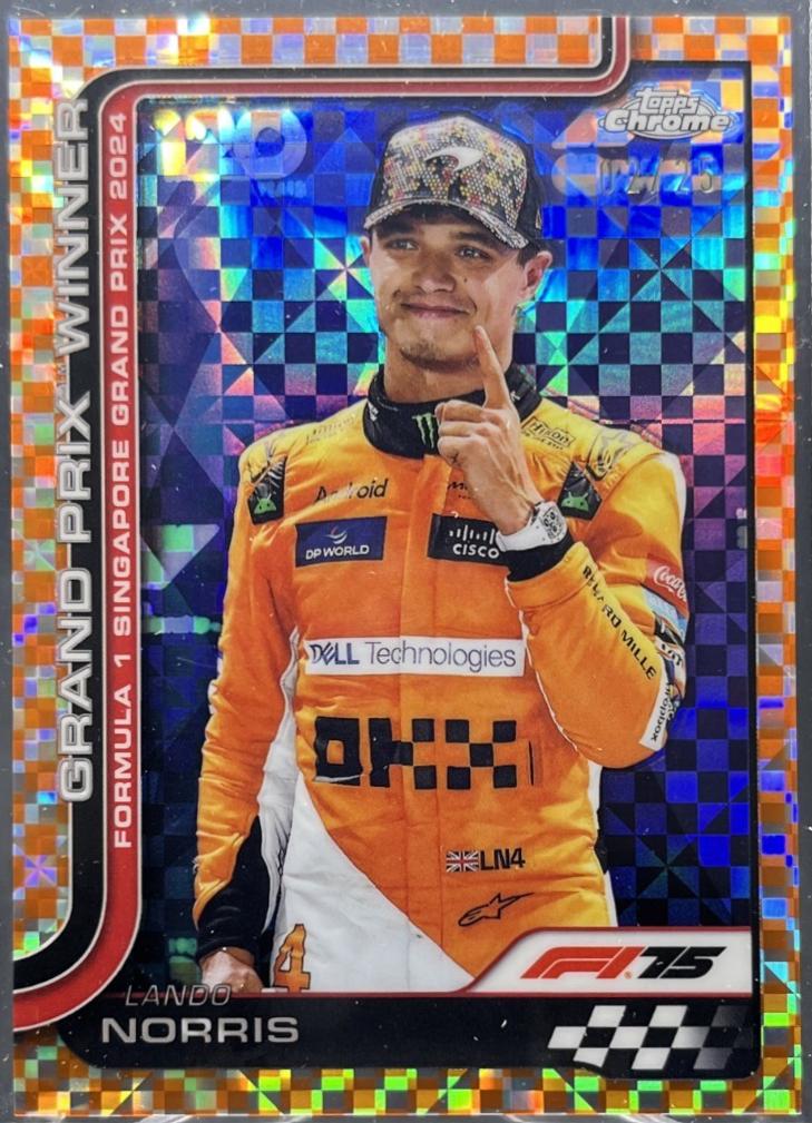 Lando Norris [Orange Checker Flag Refractor] #110