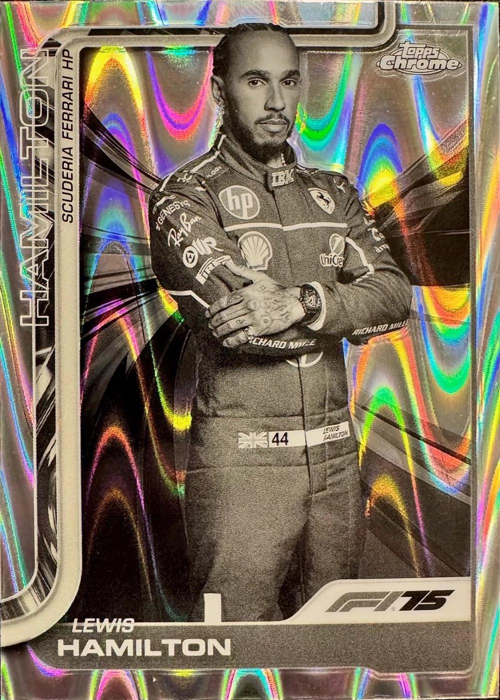 Lewis Hamilton [Black White RayWave Refractor] #4