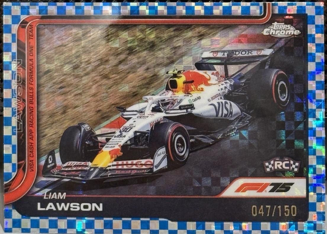 Liam Lawson [Blue Checker Flag Refractor] #83