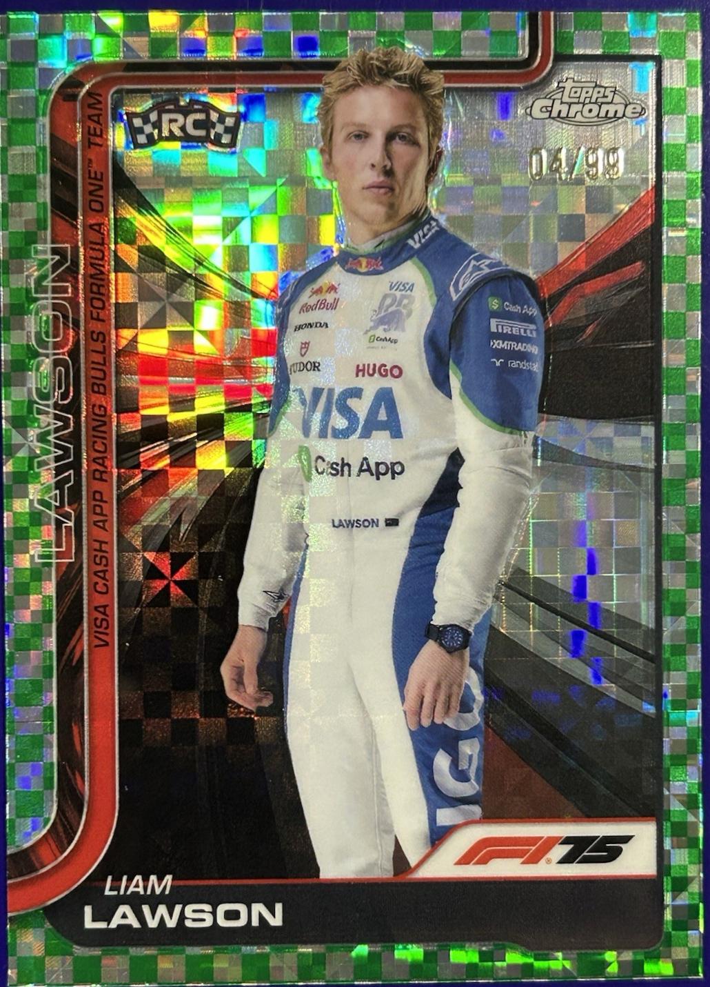 Liam Lawson [Green Checker Flag Refractor] #11