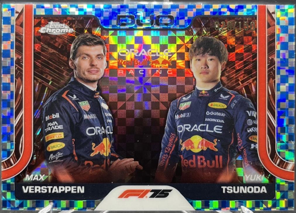 Max Verstappen / Yuki Tsunoda [Blue Checker Flag Refractor] #164