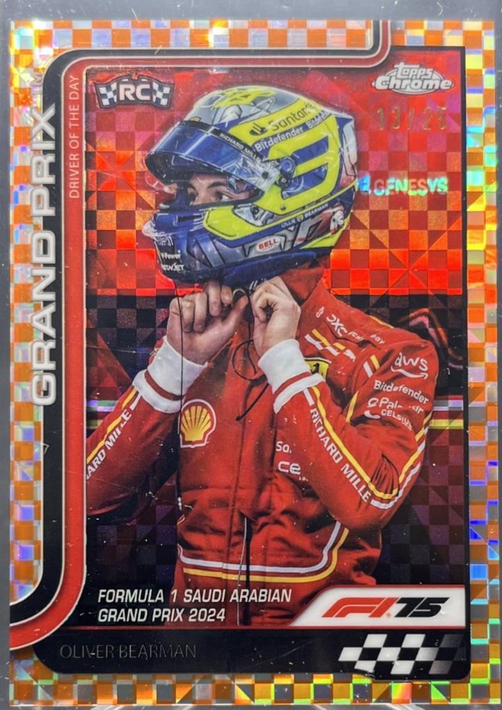 Oliver Bearman [Orange Checker Flag Refractor] #123
