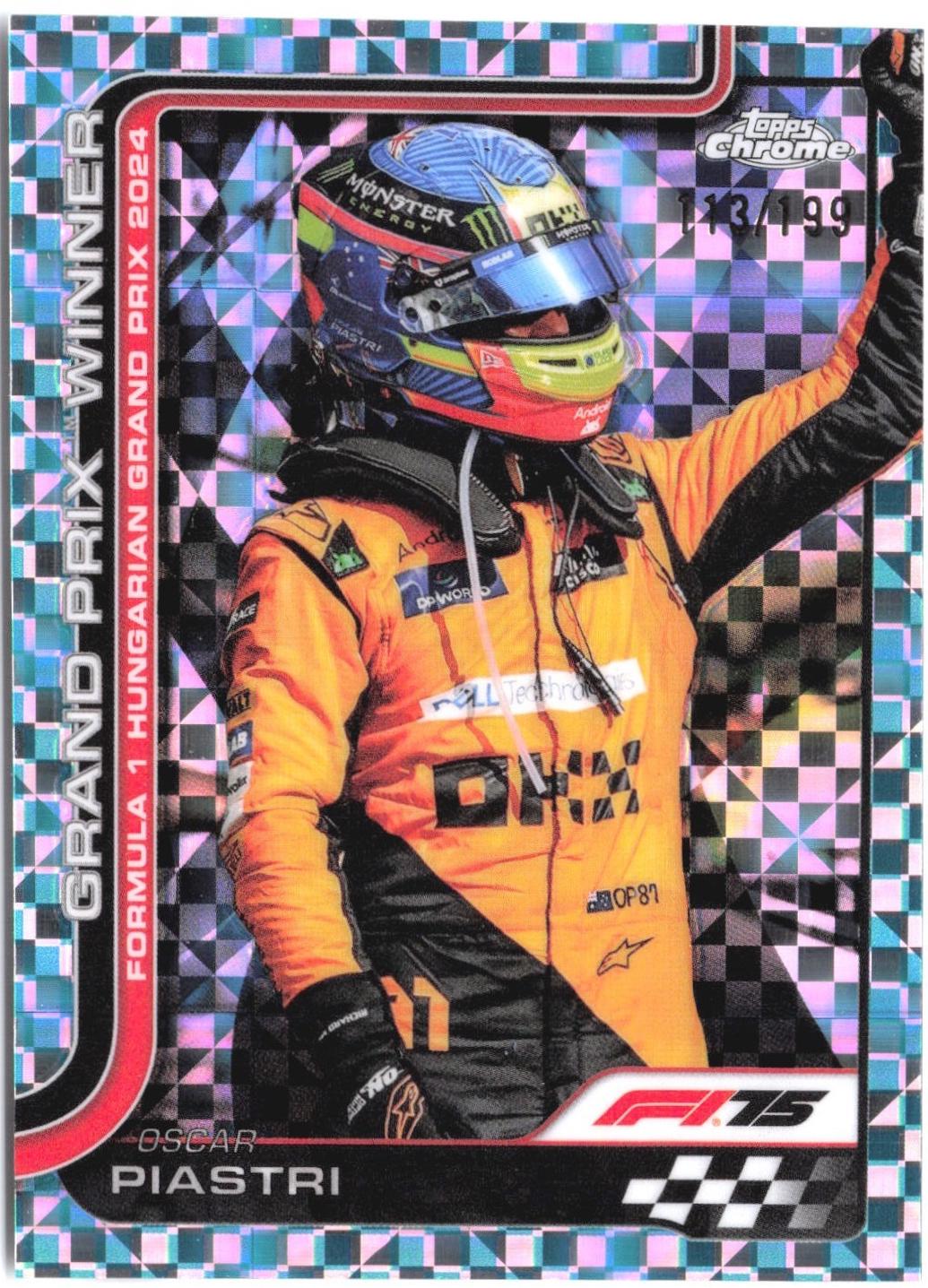 Oscar Piastri [Aqua Checker Flag Refractor] #105