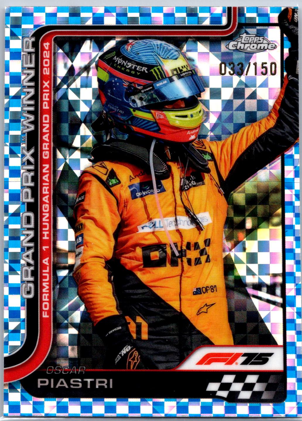 Oscar Piastri [Blue Checker Flag Refractor] #105
