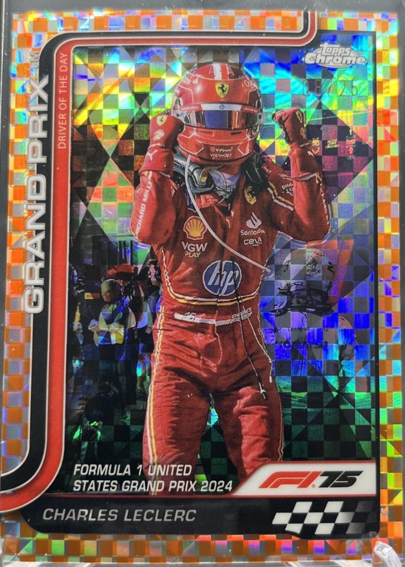 Charles Leclerc [Orange Checker Flag Refractor] #140