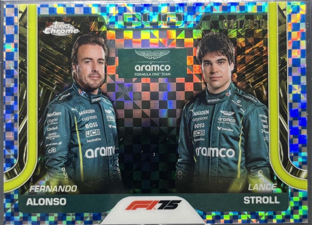 Fernando Alonso / Lance Stroll [Blue Checker Flag Refractor] #168