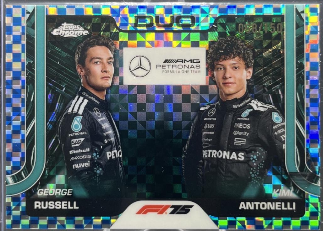 George Russell / Kimi Antonelli [Blue Checker Flag Refractor] #167