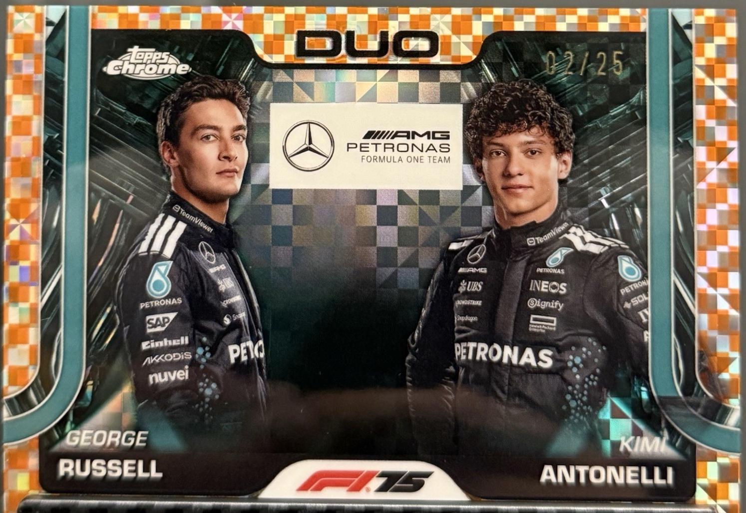 George Russell / Kimi Antonelli [Orange Checker Flag Refractor] #167