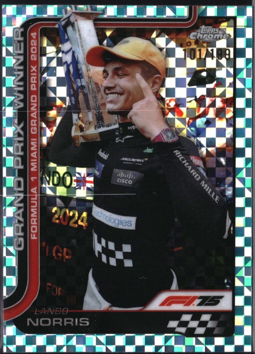 Lando Norris [Aqua Checker Flag Refractor] #98