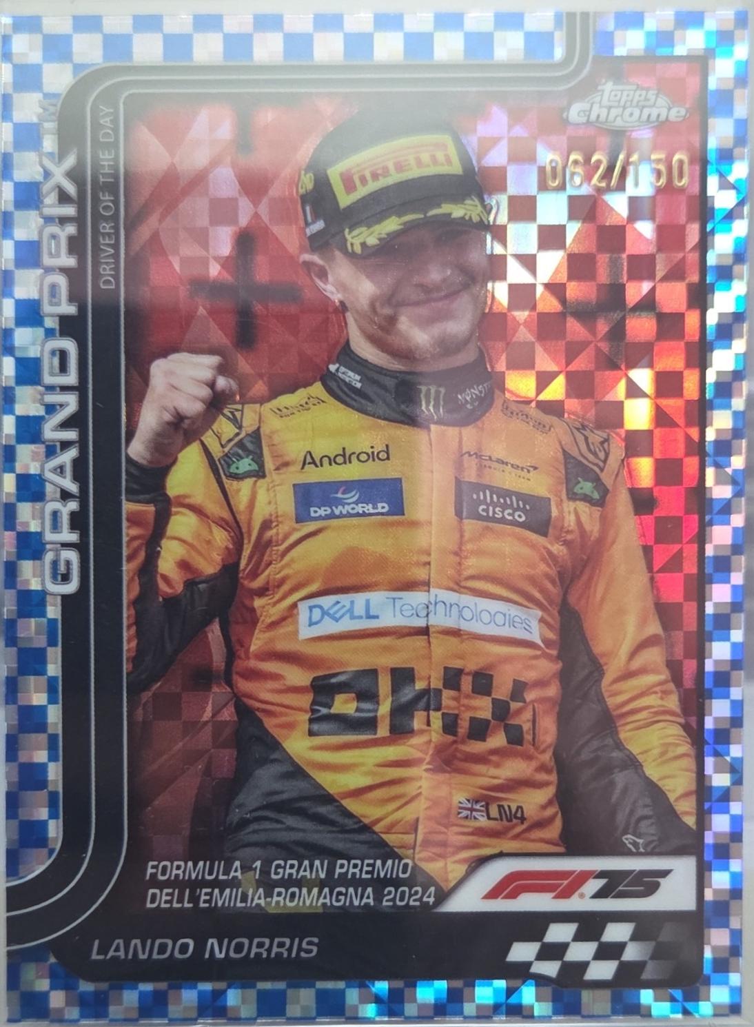 Lando Norris [Blue Checker Flag Refractor] #128