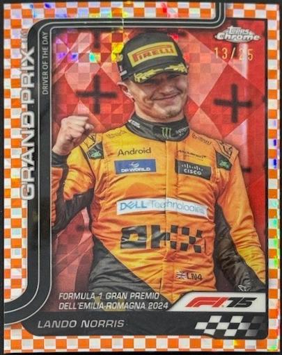 Lando Norris [Orange Checker Flag Refractor] #128