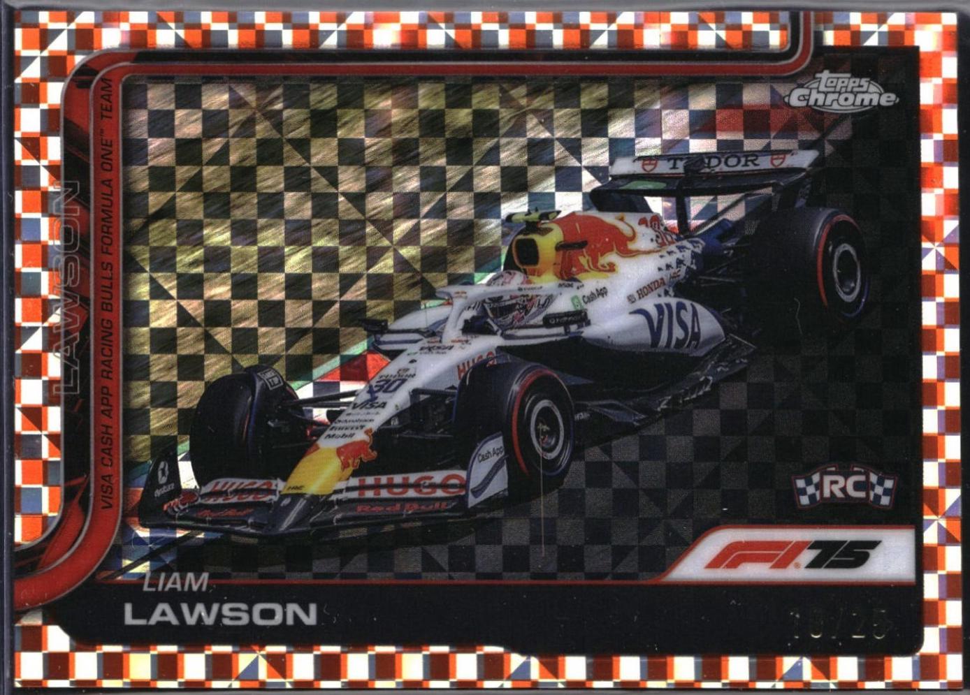 Liam Lawson [Orange Checker Flag Refractor] #83