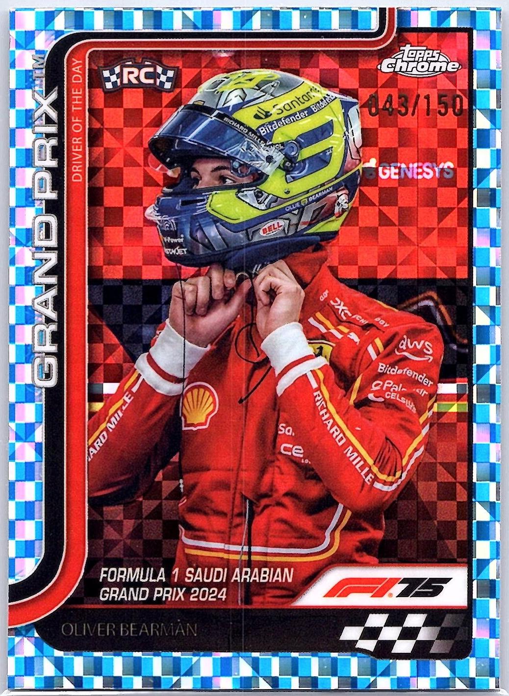 Oliver Bearman [Blue Checker Flag Refractor] #123