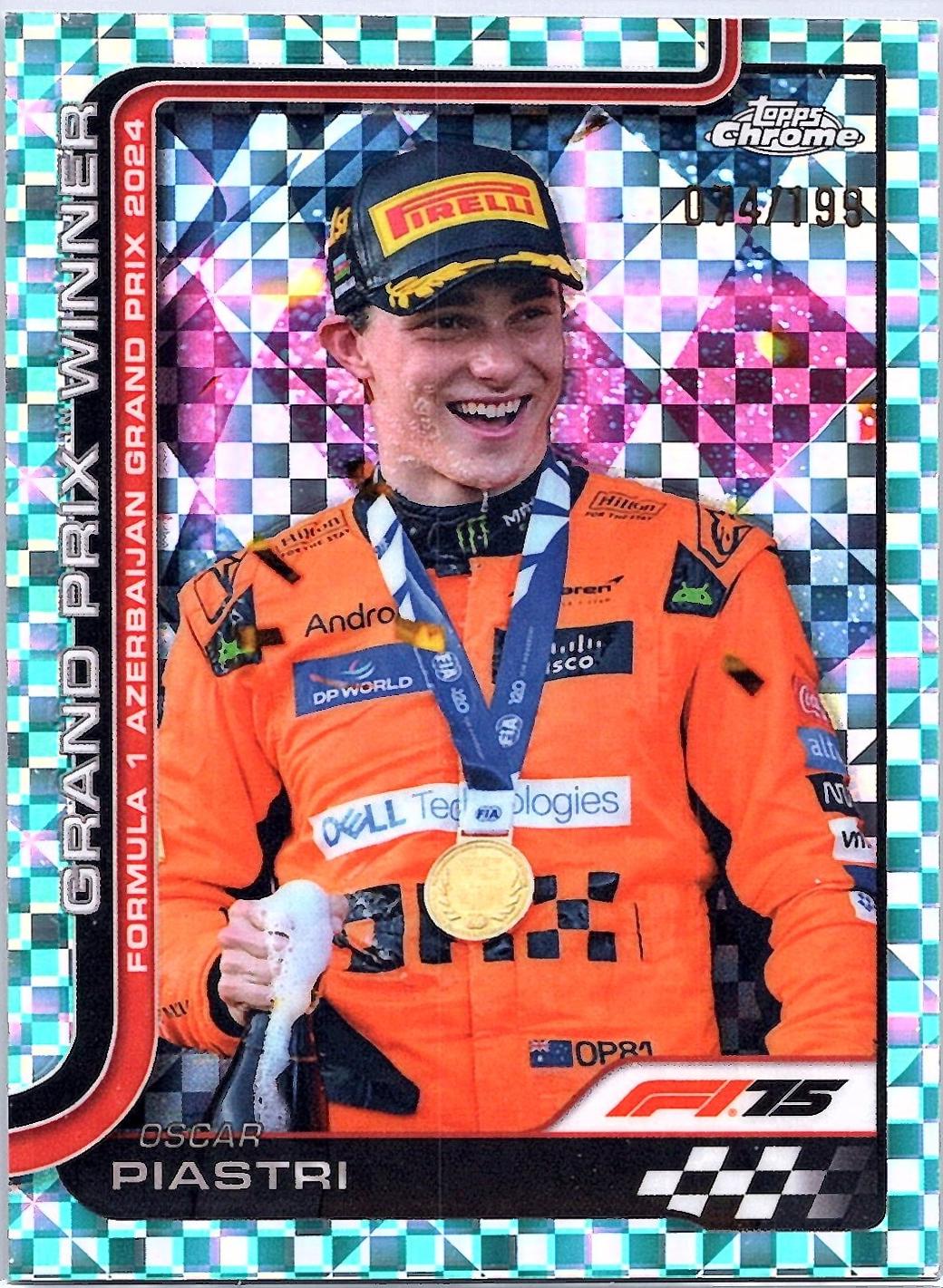Oscar Piastri [Aqua Checker Flag Refractor] #109