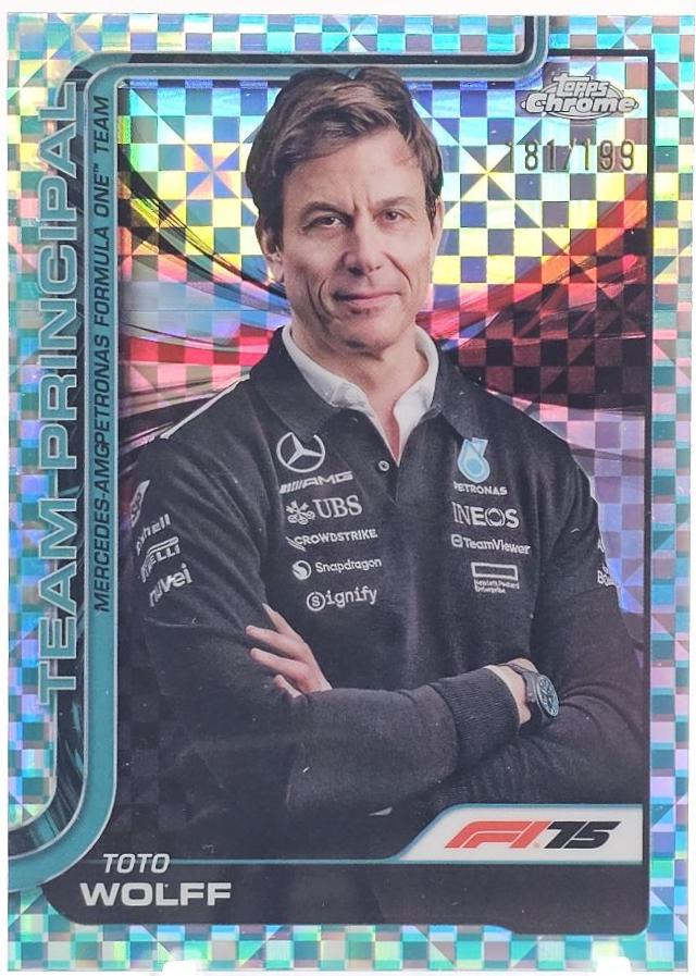 Toto Wolff [Aqua Checker Flag Refractor] #195
