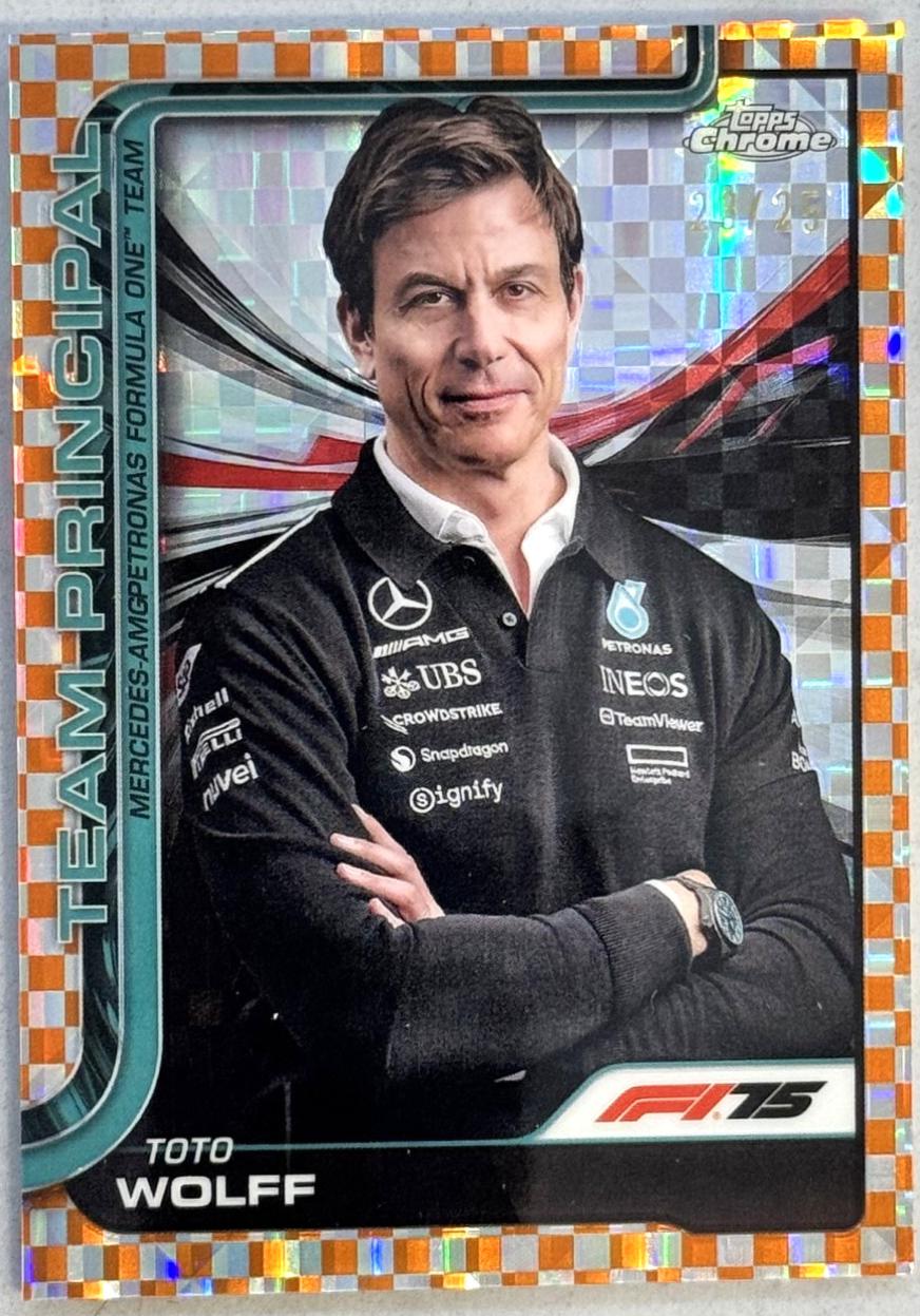 Toto Wolff [Orange Checker Flag Refractor] #195