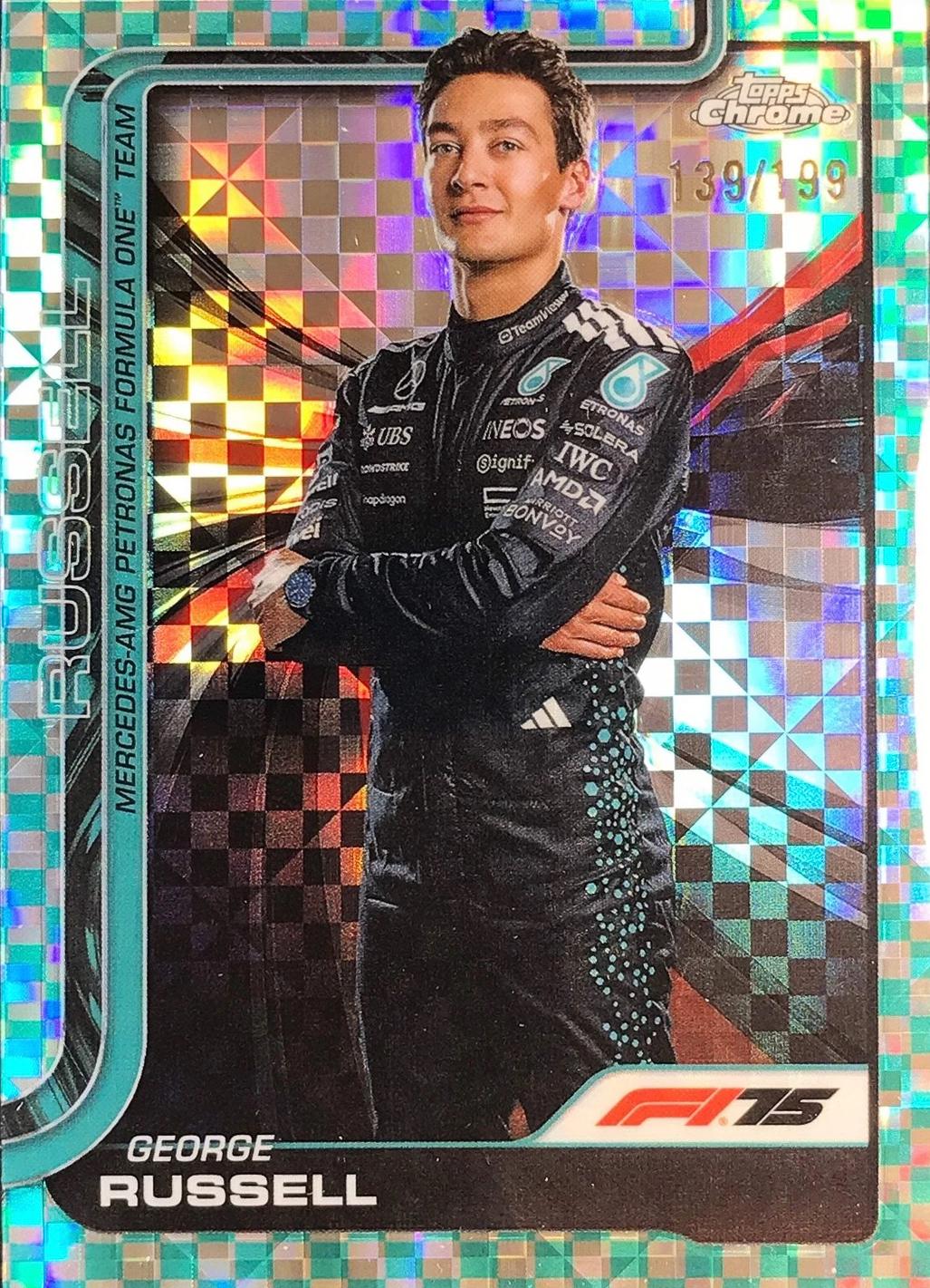 George Russell [Aqua Checker Flag Refractor] #7