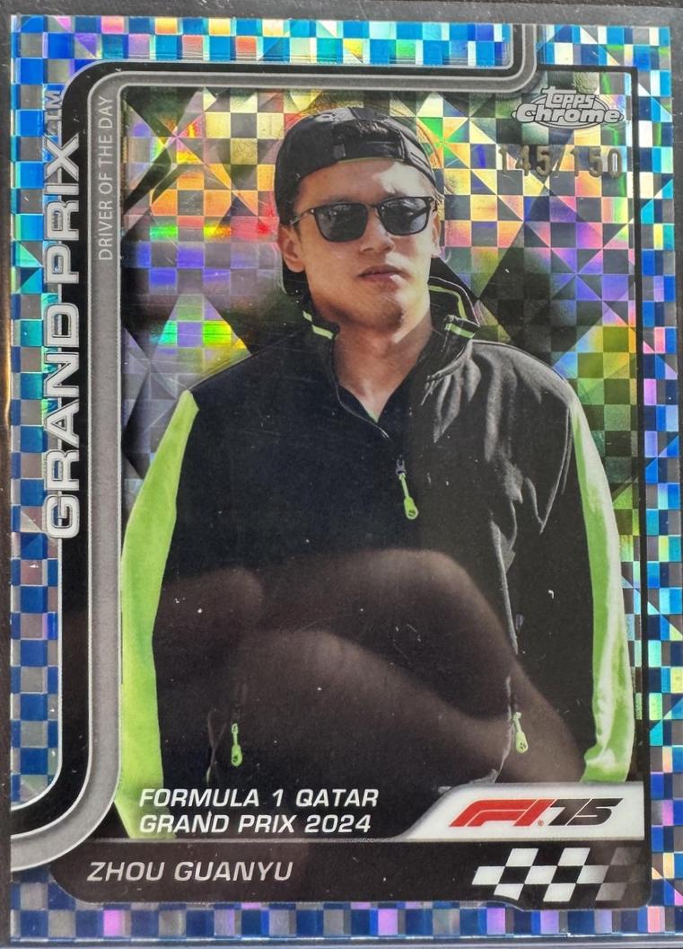 Zhou Guanyu [Blue Checker Flag Refractor] #144