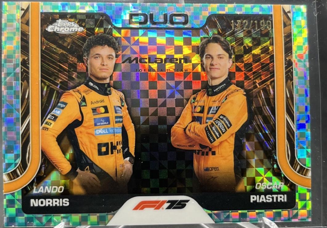 Lando Norris / Oscar Piastri [Aqua Checker Flag Refractor] #166