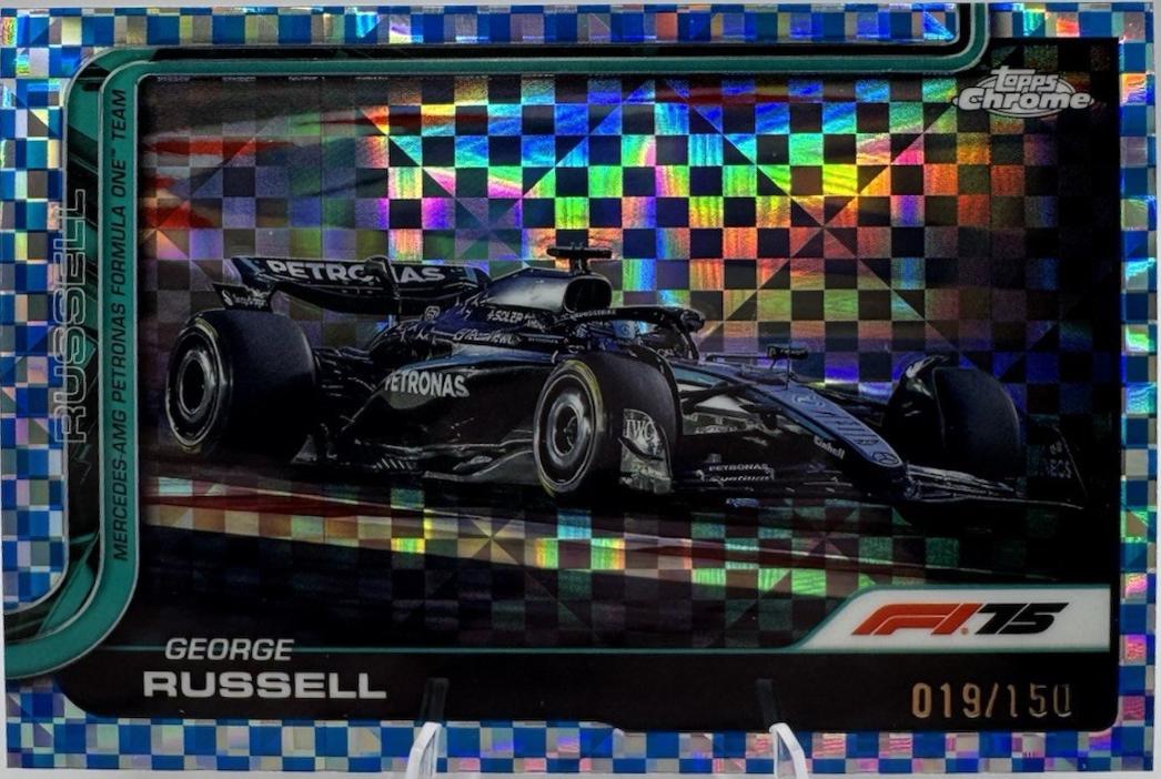 George Russell [Blue Checker Flag Refractor] #79