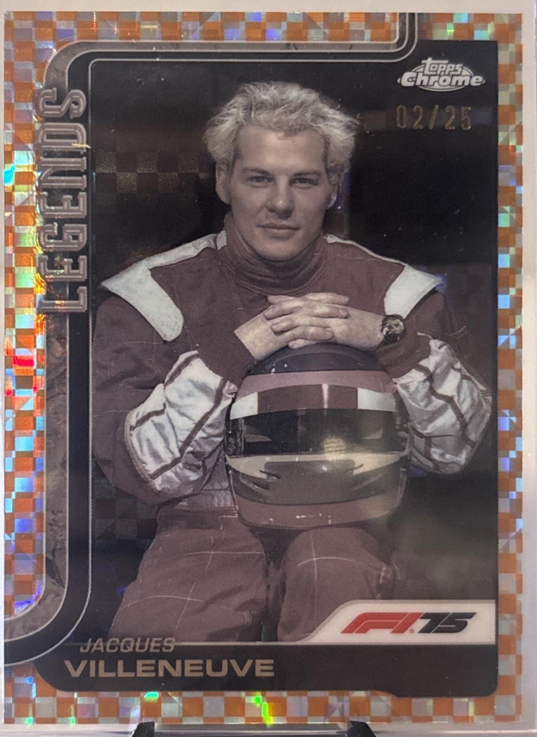 Jacques Villeneuve [Orange Checker Flag Refractor] #163