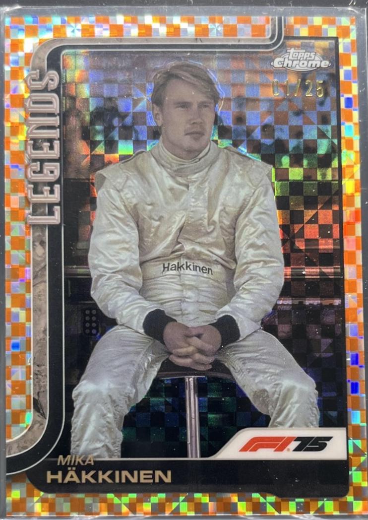 Mika Hakkinen [Orange Checker Flag Refractor] #159