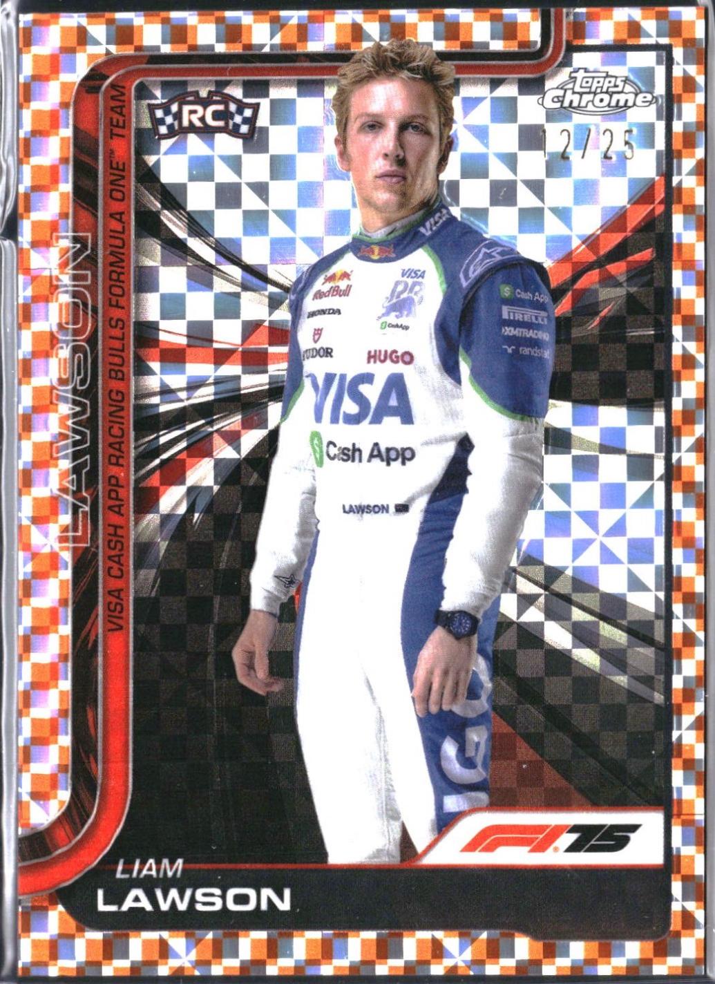 Liam Lawson [Orange Checker Flag Refractor] #11