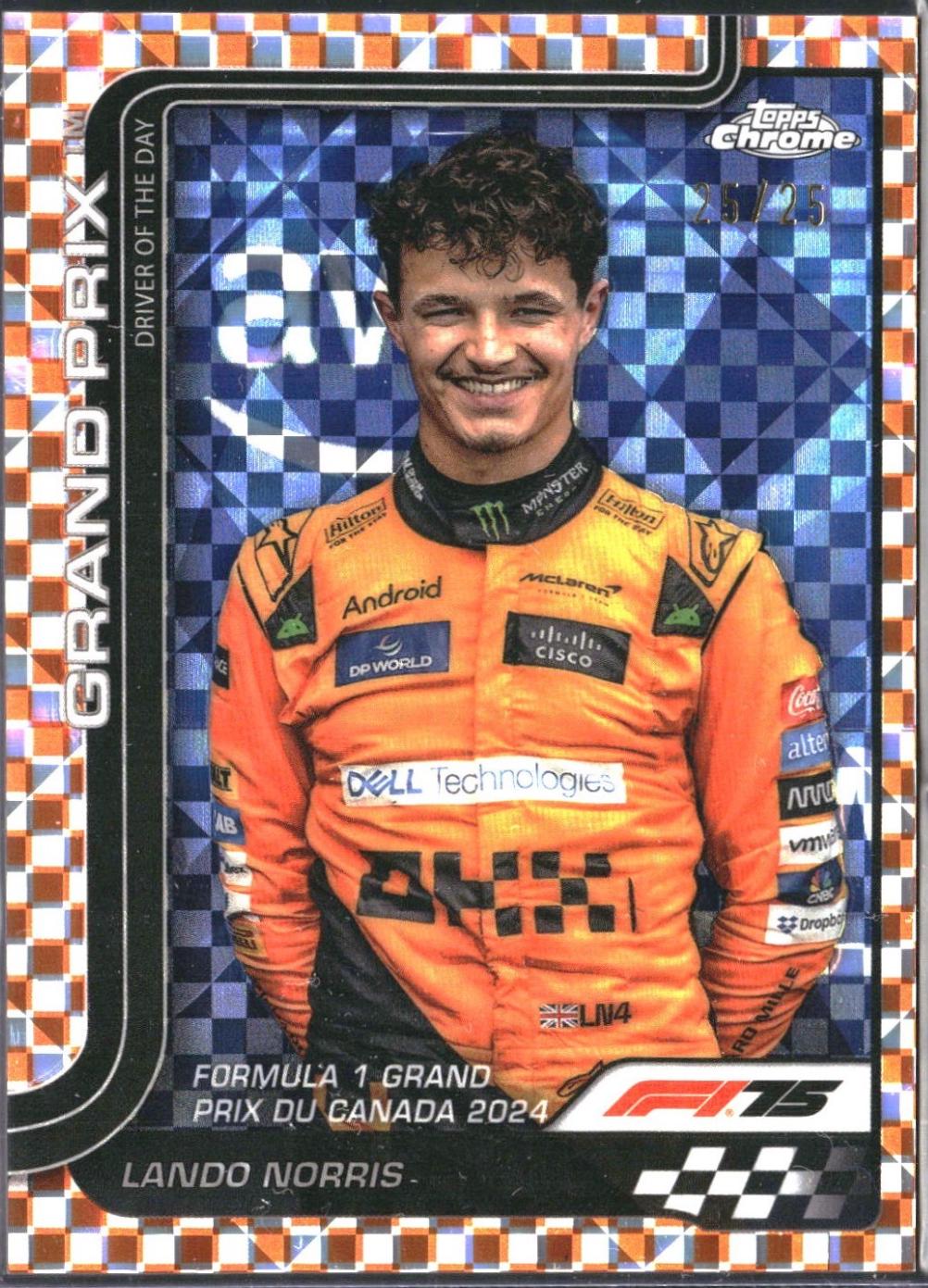 Lando Norris [Orange Checker Flag Refractor] #130