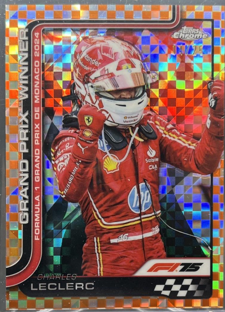 Charles Leclerc [Orange Checker Flag Refractor] #100