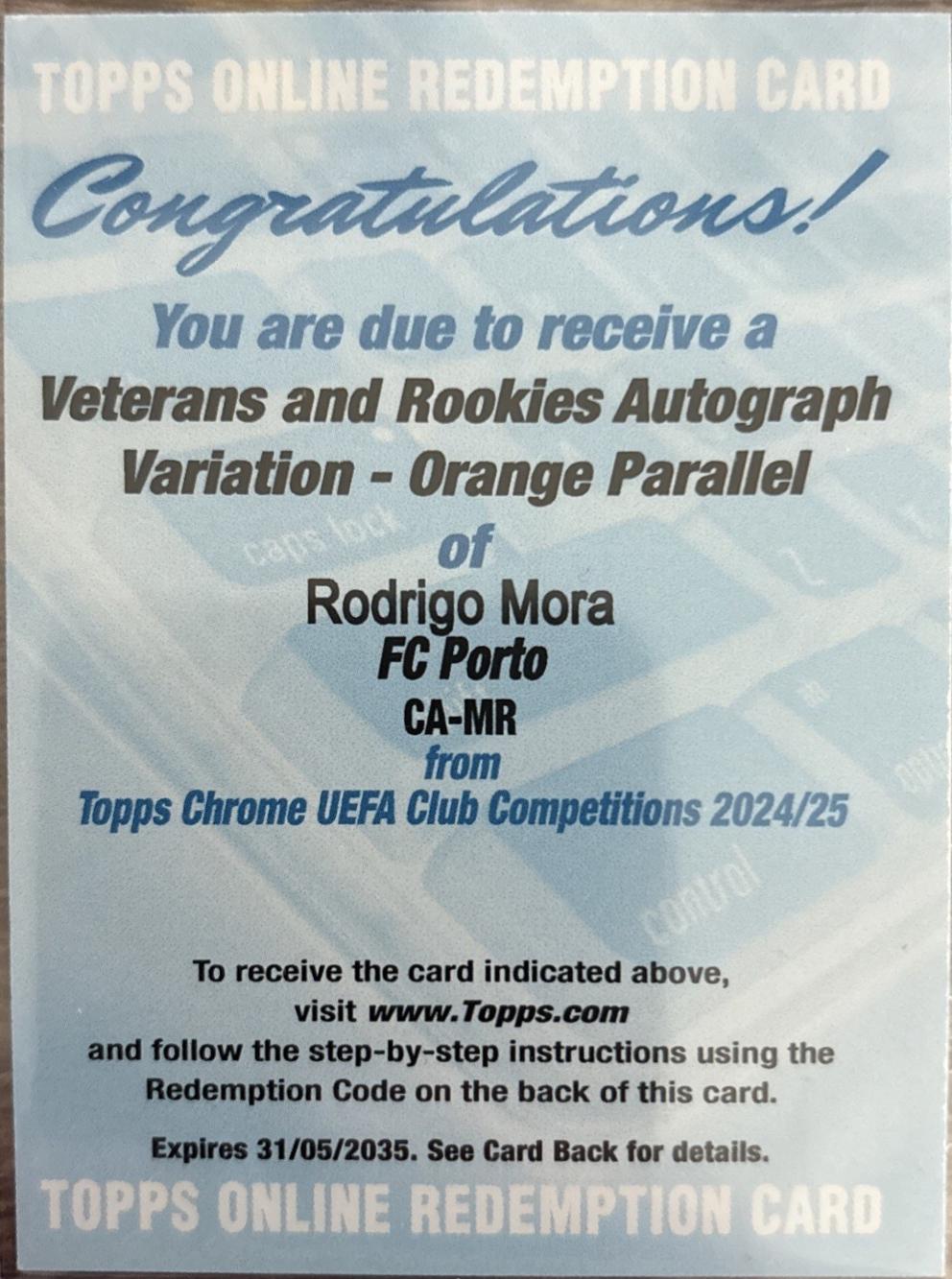 Rodrigo Mora [Orange Refractor] #CA-MR